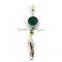 925 sterling silver green onyx period gemstone pendant with enhancer bail & 18k gold accents
