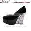 Black suede ladies wedge sandals