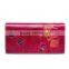 Fashion trendy pretty women rose red leather zipper clutch wallets with card slots