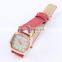 Chinese wholesale red color leather strap bracelet watches
