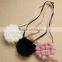 Lovely Design Unique Style Gather Rabbit Fur Pompoms Leather Chain Bags