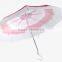 Rose print folds High quality durable cute printing 3 folds umbrella