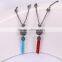 Pave Crystal Round Bead with Crystal Glass Tassel Pendant Necklace, Hematite Beaded Necklace