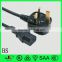 Safety 3 pin uk power cord cable 13A 250V with C7 plug