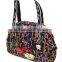 Quilted Diaper Bag Travel Hand with Pad - Rainbow Typo Black