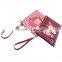 New Women Lady Cute leather Cosmetic Coin Cellphone Makeup Pouch Bag custom Pu Printing Wallet