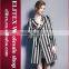 Newest Unique Stripe Black&Gray Turn-Down Collar Woman Winter Warm Coat