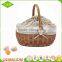 Wholesale empty round wicker picnic hamper basket with cover