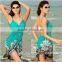 Solid color front wrap bikini cover ups hot sale sexy ladies backless beach dress