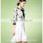 summer high waist side zipper snow white A-line patchwork skirt