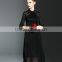 Elegant lady lace hollow out embroidery A-line pleated fold lace dress