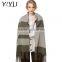 women elegant soft color block tassel hem wool cashmere wrap shawl