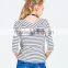 lady tight V neck pullovers stripe latest sweater designs for girls with high quality