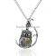 New Fashion Steampunk Necklace Link Curb Chain Antique Silver Halloween Owl Moon Gear Pendant With Clear Rhinestone