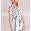 ladies modern sexy chic monochrome striped secretary shirt dresses