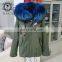 $345 winter clothing fashion raccoon fur collar army green beading jacket manufacturer