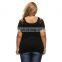 Fashion plus size sexy t shirt fold strapless short sleeve lace women's t shirt