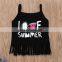 2019 Summer Outfits "i love summer" Print Black Girls Tassel Vest Tops & Watermelon Full Print Shorts 2PCS Set 1-5 Years