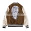 2021 custom fashion vintage Windproof blank leather sleeves baseball jackets for men