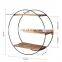 Modern Design Round Metal Frame Floating Wood Wall Shelf With Custom Logo 20x7.5x20 Inches