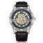SEWOR 201707 Casual Luxury Automatic Mechanical Golden Skeleton Steampunk Business Male Watch Leather Strap watches