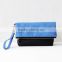 Blue Wristlet Suede Clutch Bags, Zip Fold Over Leather Purse, Faux Suede Leather Clutch Bag With Black Leather Bottom                        
                                                Quality Choice