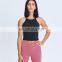 Women's High Neck Strappy Yoga Sports Bras With Removable Pads Fitness Crop Tank Tops For Ladies