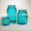 Purple Ribbed Glass Lantern Candle Holders/Glass jar /Candle Jar For Wedding