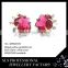 SLS Brand Wholesale 18K gold plated Britain Styles Statement Big Glass Ruby Stud Earrings For Ladies Fashion