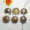 LFD-0072B Wholesale Natural Round Tiger's-eye Druzy Beads With Crystal Rhinestone Paved Loose Bead For Bracelet / Necklace