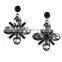 Fashion personality exaggerated leaves crystal alloy cross earrings