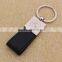 Black genuine pu leather keychain/ shiny metal keychain with car logo custom