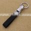 Concise black promotional handmade custom leather keychain with laser logo