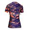 Bulk buy clothing women's camouflage clothing compression sports t shirt stretch polyester & spandex dry fit t-shirt