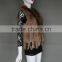 Women Genuine Rabbit Hooded Fur Cape /Shawl with Tassels