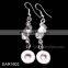 12mm Dangle snap button pave diamond earring