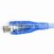 Transparent blue USB2.0 cable Male to Micro 5PIN 2m