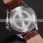 Stainless Steel Black Case Date Leather Strap Analog Quartz Casual Men Watch