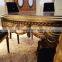 French Fabulous Marquetry Dining Room Table Set For 6 People/ Palace Antique Wooden Carving Pecock Green Round Dining Table