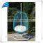 Outdoor patio egg shaped swing chair with stand& white cushions