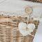 Vintage wicker woven cane cloth laundry basket with lid