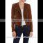 new arrival high qualiy lady winter long sleeve brown suede jacket