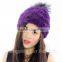 CX-C-221P Wholesale Girls Fashion Fur Ball Hat Women Mink Fur Knitted Beanie Hat