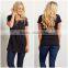 High Quality Cotton&rayon Solid Black Short Sleeve Fashion Maternity Top