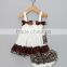 Newest Ivory Leopard Infant Clothing Set With Ruffle Swing Tops And Diaper Cover Cute Toddler 2pcs Set Fancy Kids Clothes CS9042