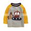 Top quality gray color yellow sleeve embroidered baby tshirts