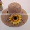 Large Eaves Seaside Holiday Beach Straw Hat Flower Sun Hat