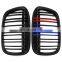 Gloss Black Double Line Three Color Car Mesh Grills For BMW New f48 x1