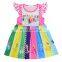 A0183# Girls Dress 2020 Summer Cotton Sleeves Print Cartoon Clothes Kids Dress