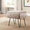 Modern home use stool tufted velvet ottoman stool with metal legs living room pink ottoman